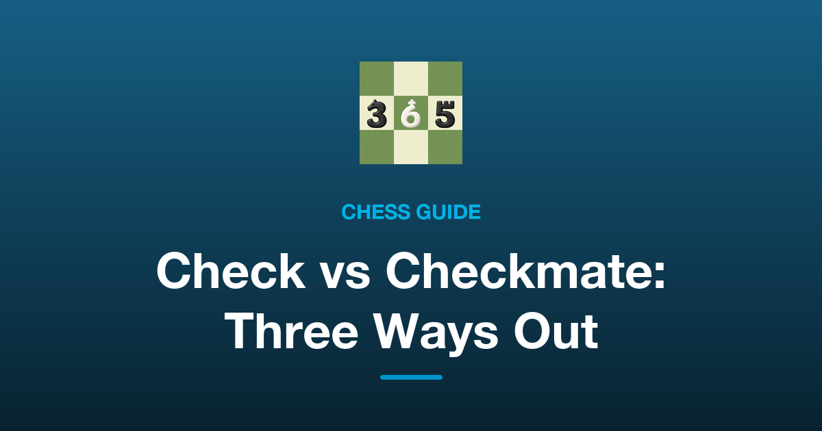 Check vs Checkmate: The Three Ways to Get Out of Check